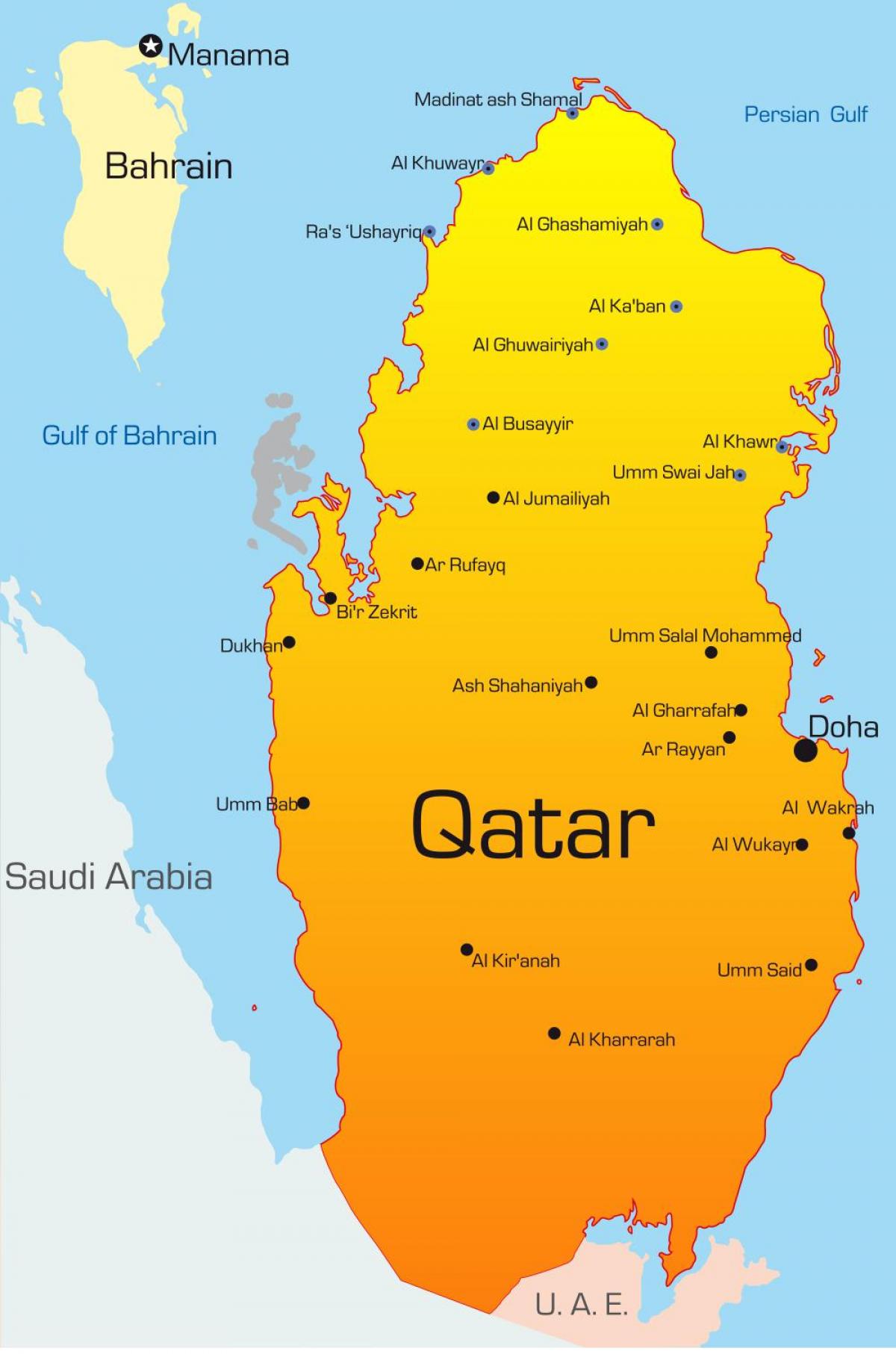 Kart over hovedstaden i qatar 