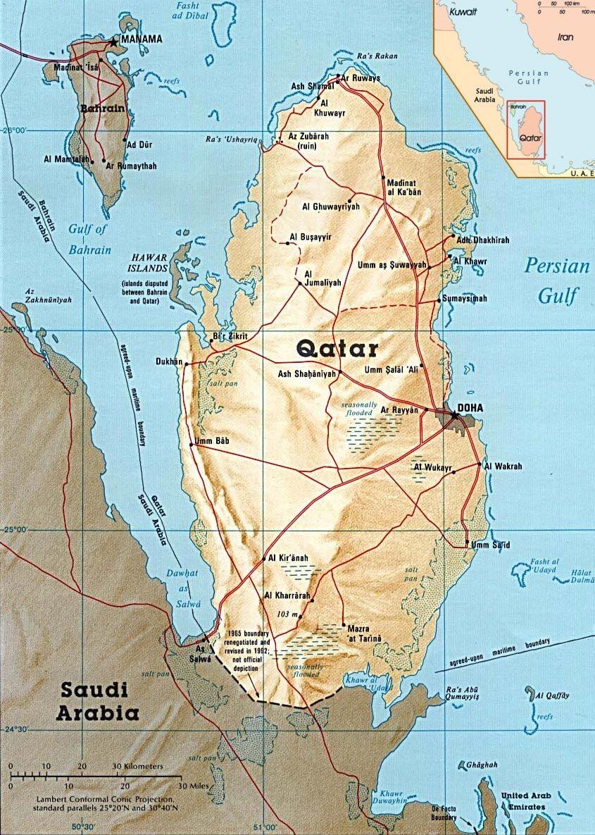 Kart over øyene qatar