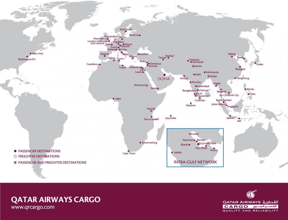 qatar airways nettverk kart