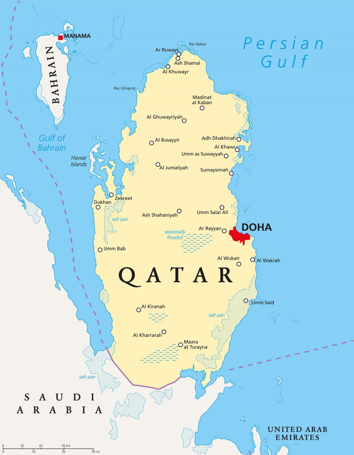 qatar kart med byer