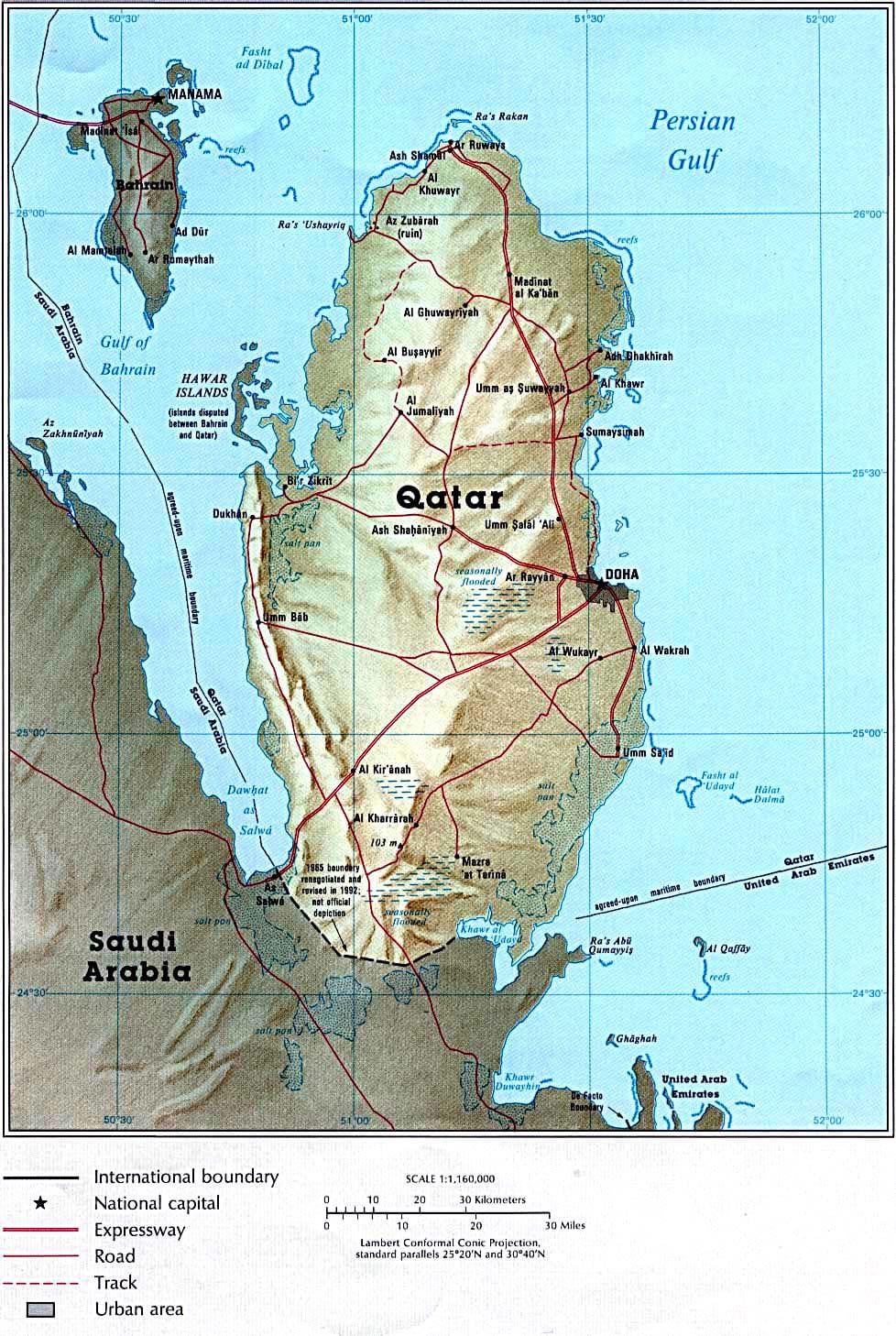 Kart av qatar fysisk