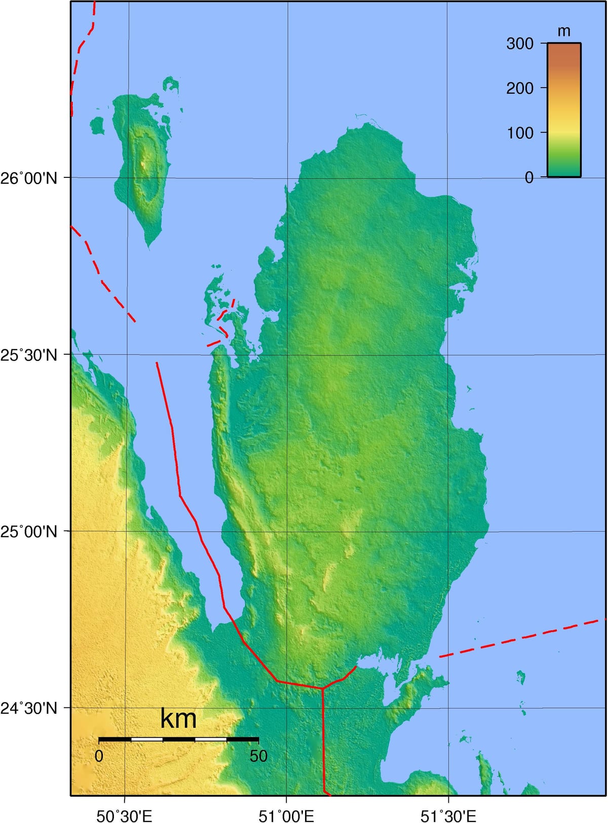 Kart av qatar geografi