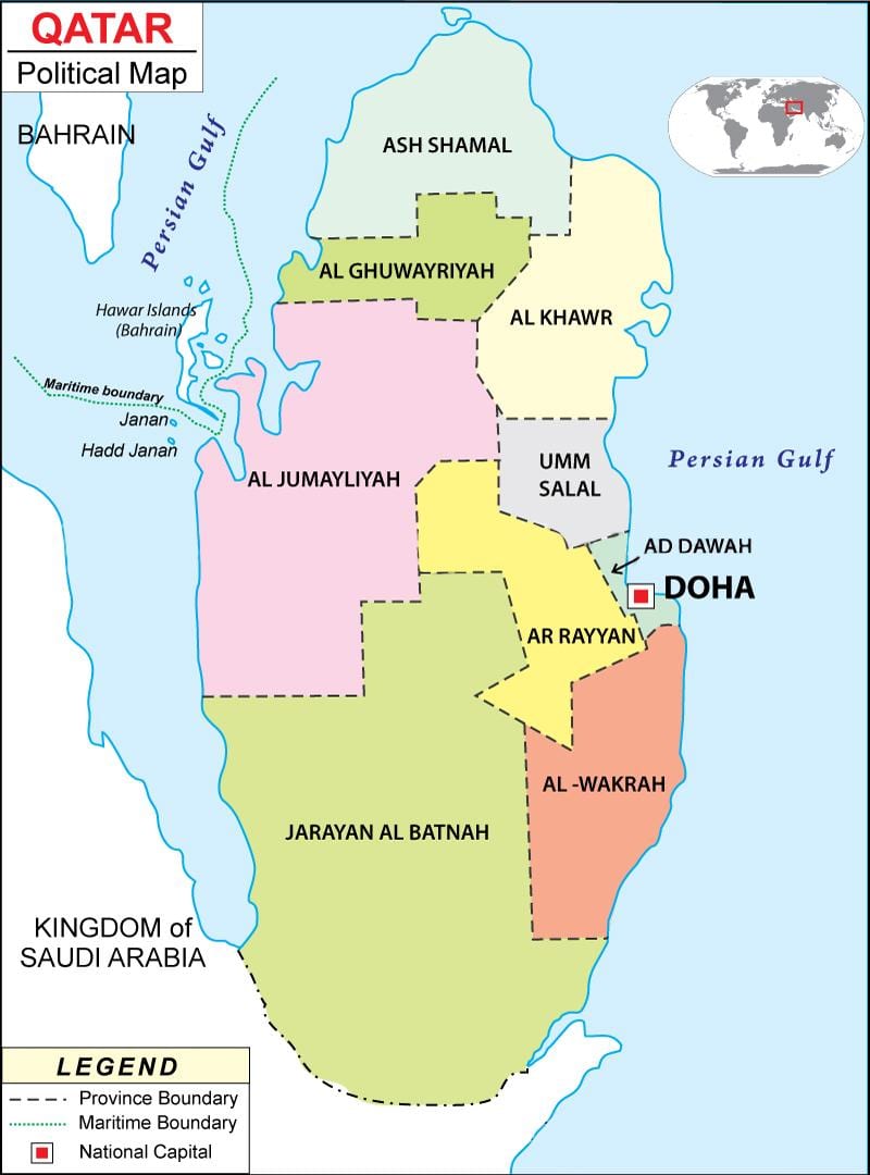 kart over regionen qatar