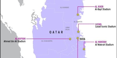 Kart av qatar vm-stadionene 
